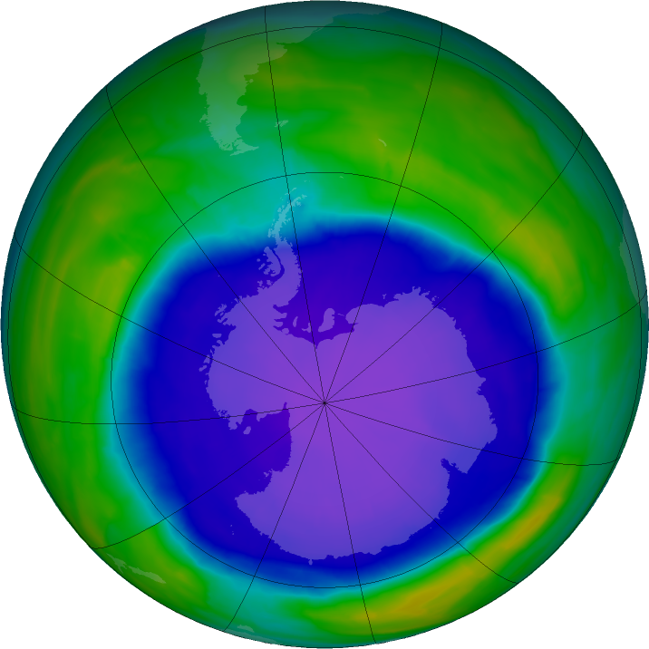 Antarctic ozone map for 02 October 2015